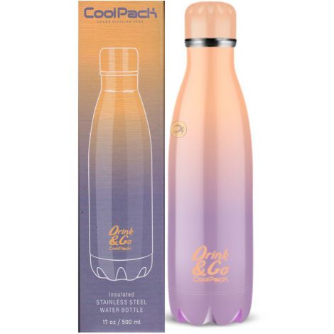 Bidon Coolpack ze stali nierdzewnej, Ombre Fioletowy/Pomarańczowy, 500ml - 2